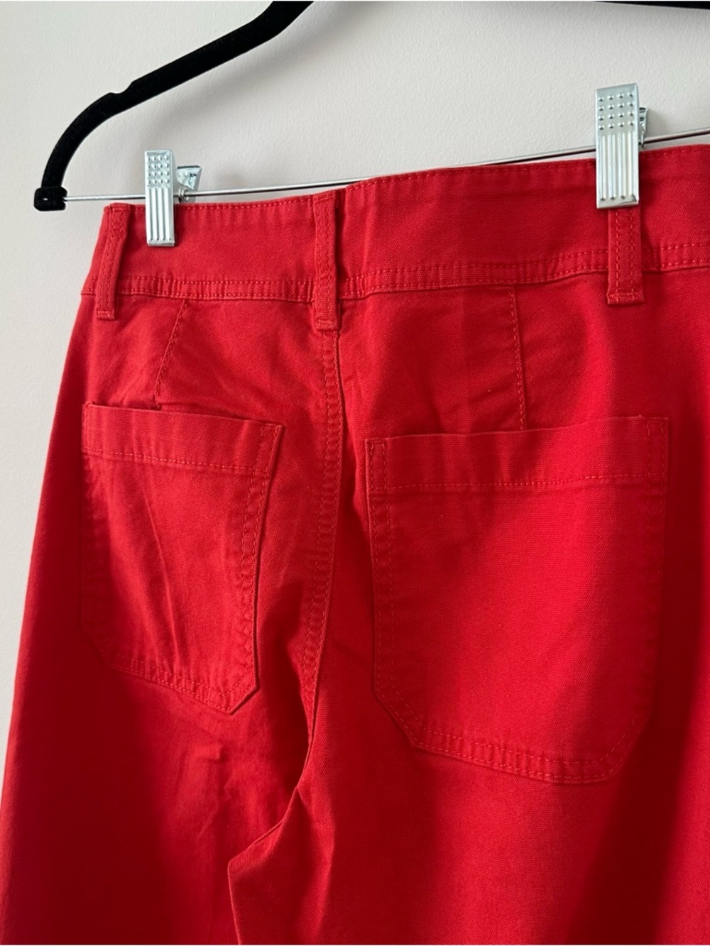 H&M Canvas Trousers Red Wide Leg Pants Jeans Size 2 New July Summer Straight Leg - Picture 12 of 16